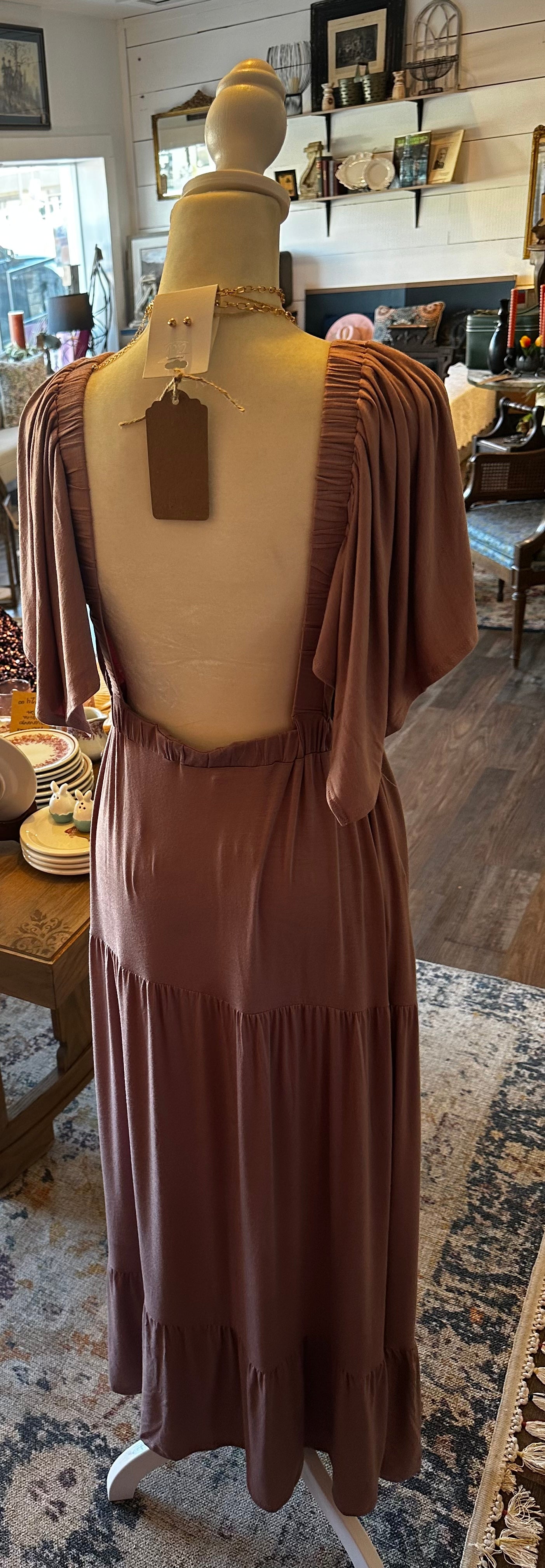 Open Back Maxi Dress - Mauve