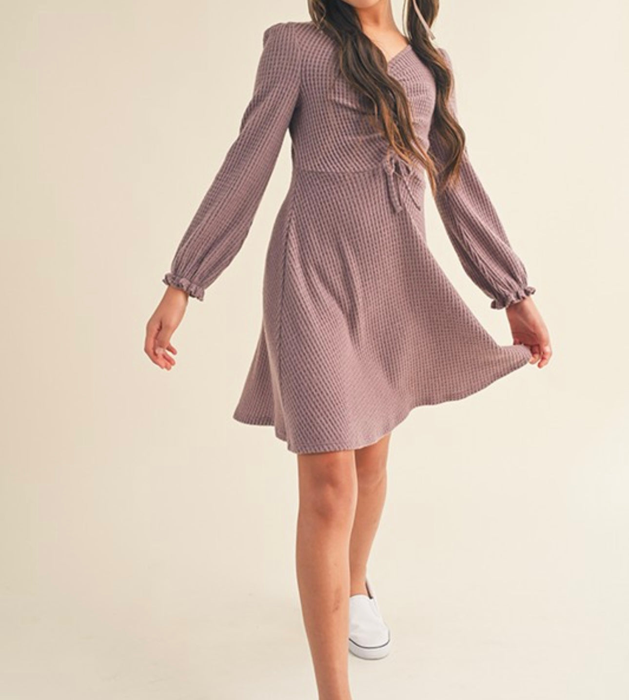 Long Sleeve Cinched Front Dress