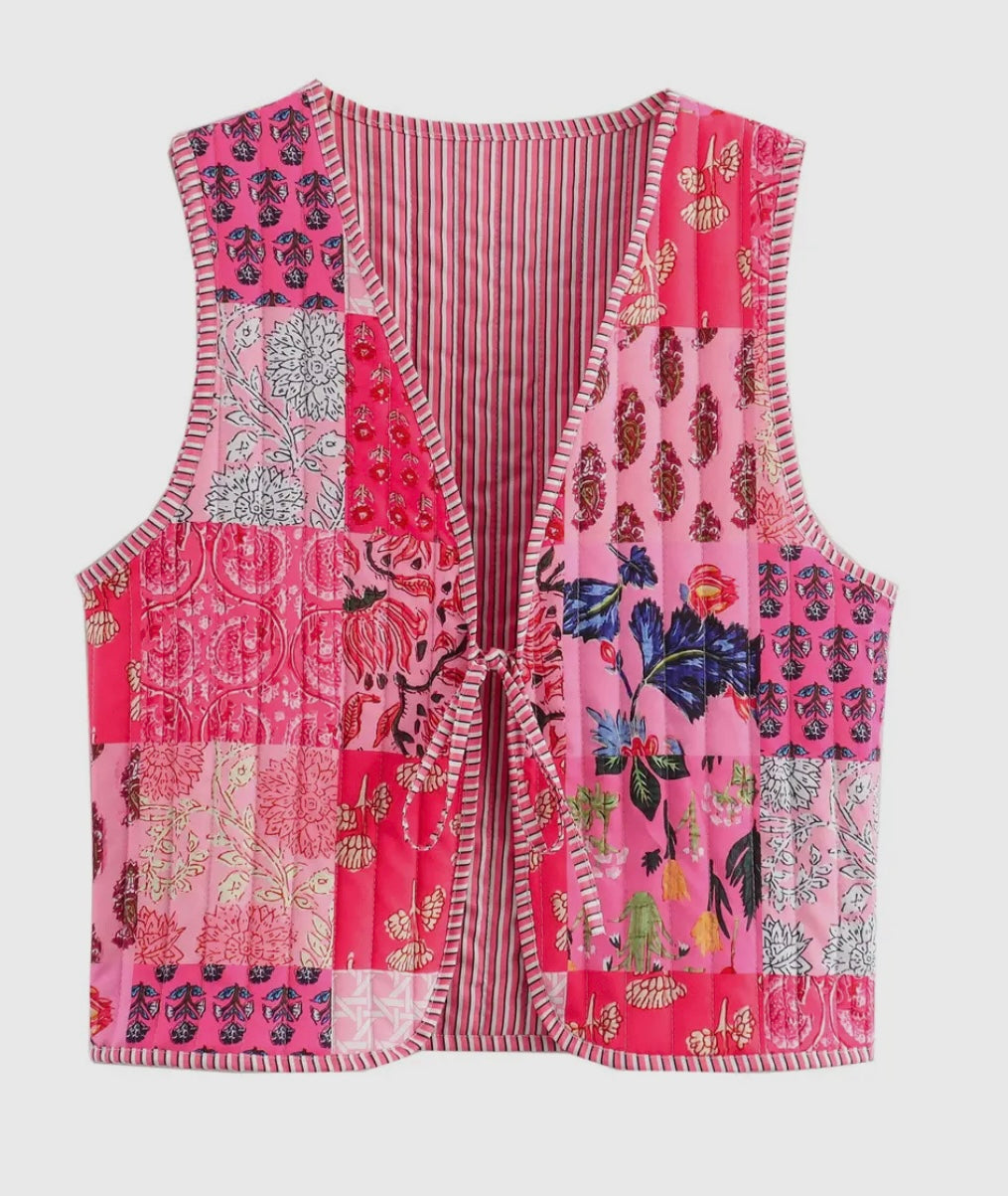 Quilt Front Tie Vest