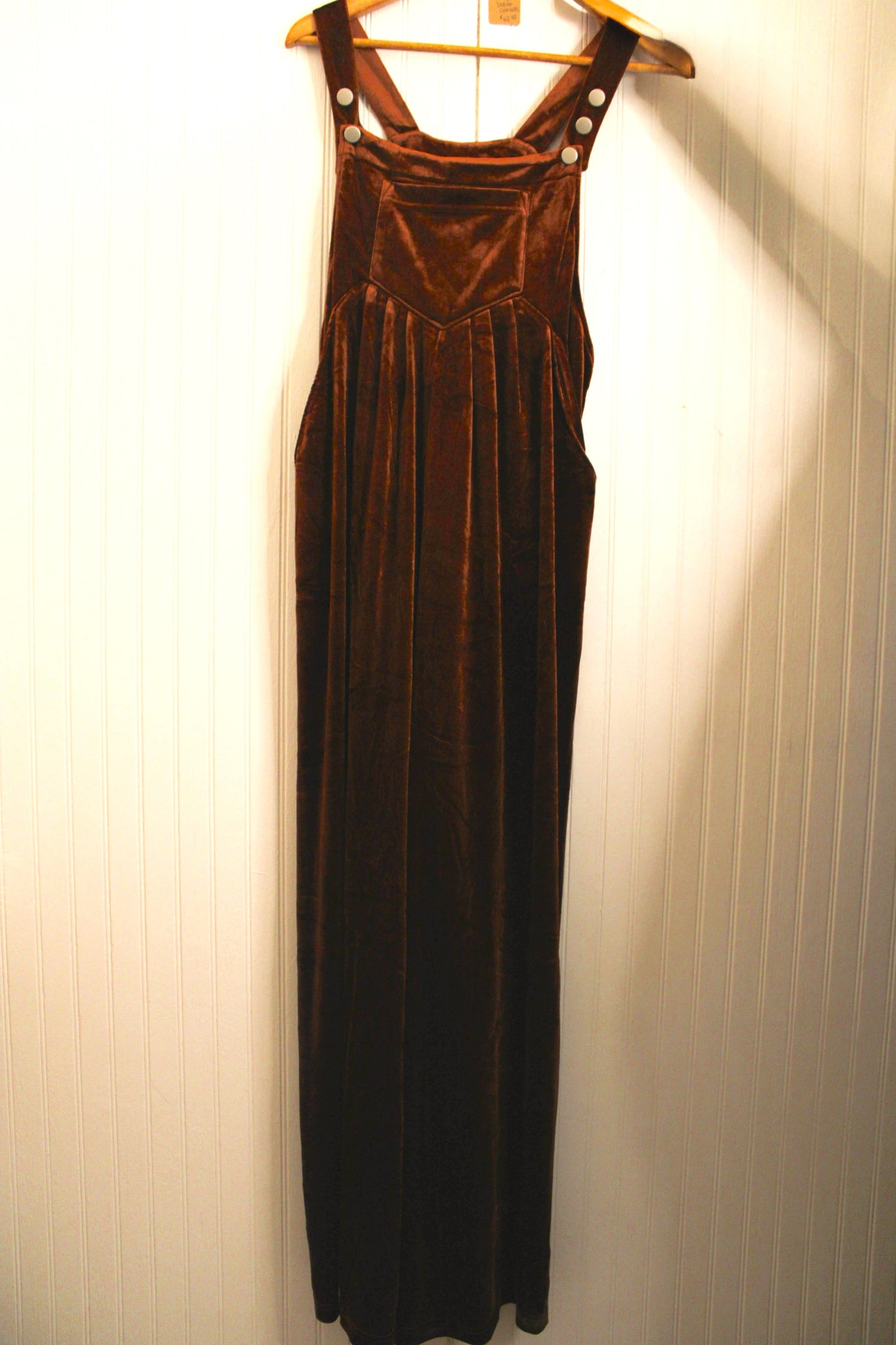 Wide Leg Velvet Overalls with Pockets